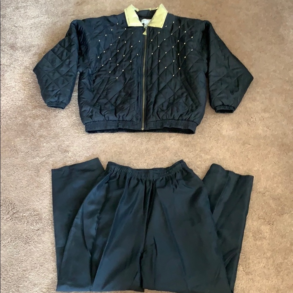 Euro Joy Paris silk 2 piece pants outfit
